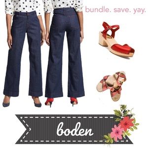 Boden Windsor Wide Leg Denim Trousers